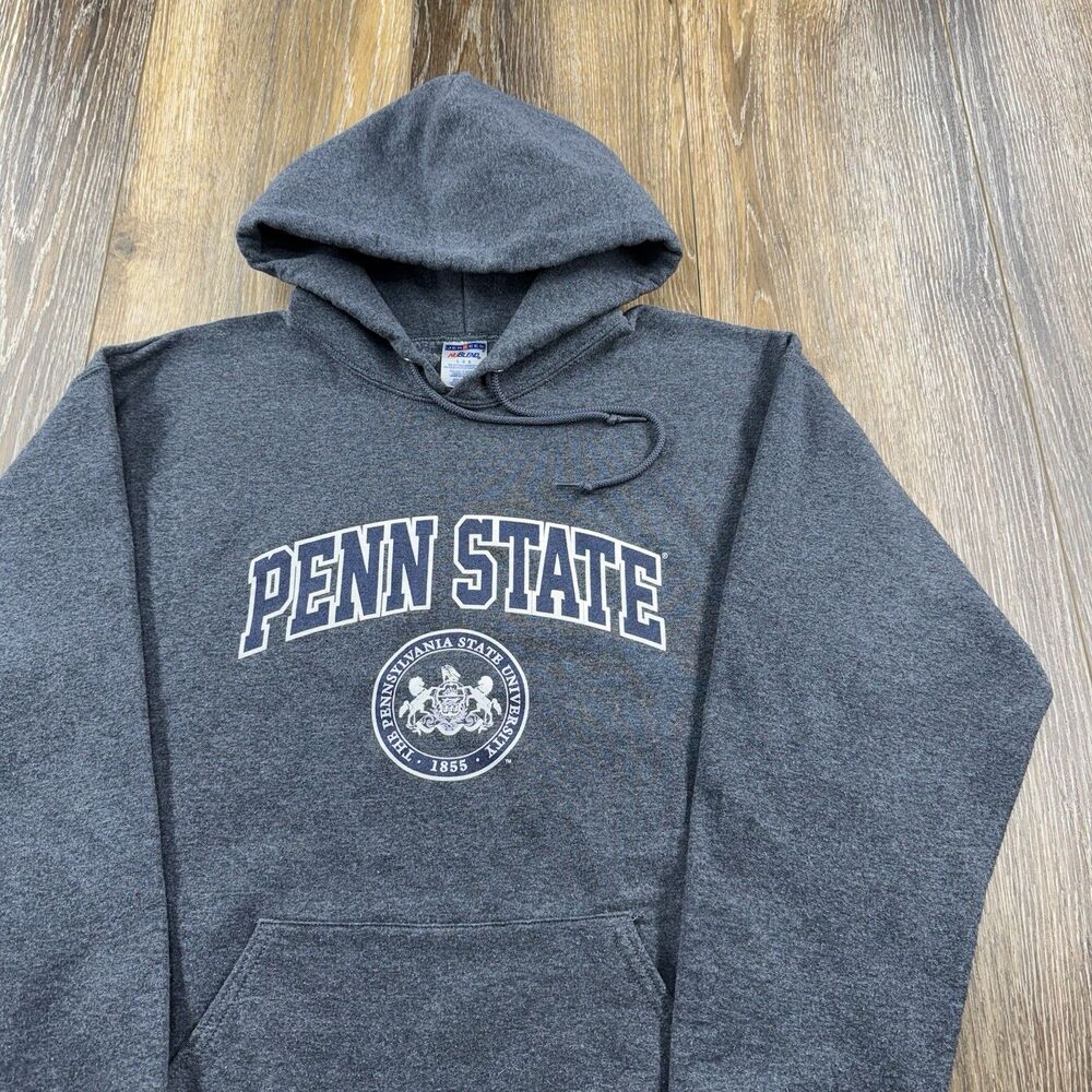 Vintage Penn State Hoodie Mens L Gray Sweatshirt University Student Y2K Sweater